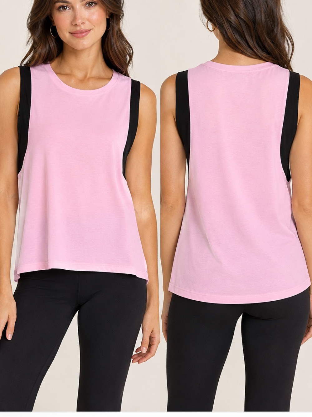 Alala Pink and Black Sleeveless Tank Workout Top- NWT Size XL